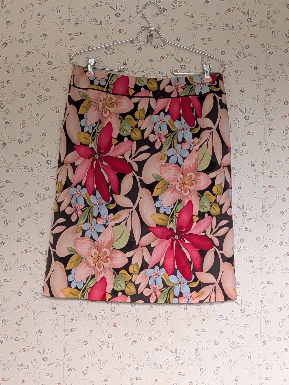 🩷 ♥ NWT Talbots 12 Skirt Silk Cotton Floral Pencil Skirt Spring Summer Party